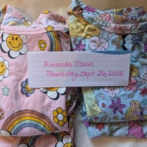 Posh Peanut Disney Princess and Groovy Rainbows 2 piece Pajamas 2T Bundle